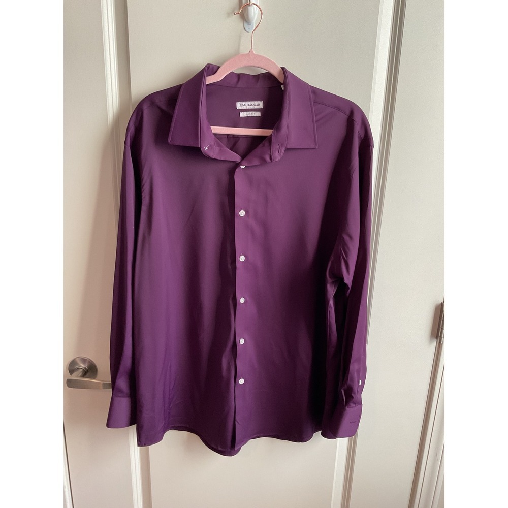 J.M. Haggar Slim Fit Dress Shirt Wrinkle-Free Long Sleeve Purple Men's Size‎